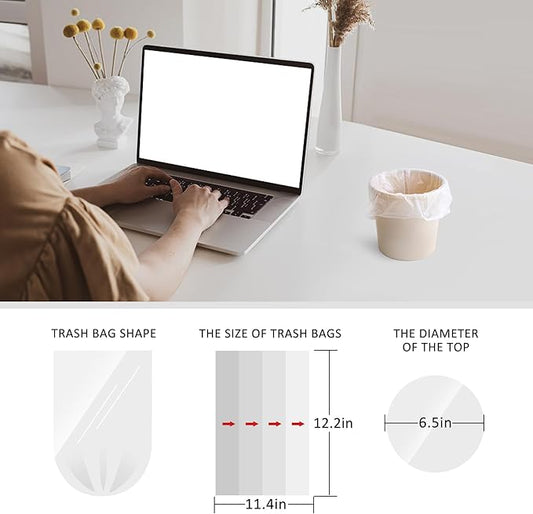 0.5 Gallon Mini 11" x 12" Trash Bags, Tiny Bathroom Garbage Can Liners by Teivio, Small Plastic Bags for Desktop Trash Bin/Dog/Poop Car, Fit 2 Liters or Less Can (250 Counts, Clear)