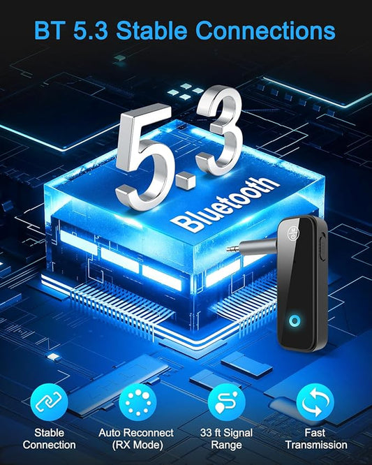 (Upgraded) Ankilo 2 Pack AUX Bluetooth Adapter for Car, 2 in 1 Bluetooth 5.3 Receiver Transmitter for Car with Display Screen, Handsfree Calls, Wireless Audio Receiver for Home Stereo, Headphones