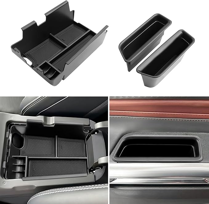(3pcs) Coleya 2024 2025 2026 Mustang Accessories Center Console Organizer/Door Side Storage Box for Ford Mustang,Durable ABS Plastic&Anti-Slip Rubber 2025 Mustang GT Console Tray/Door Organizer Insert