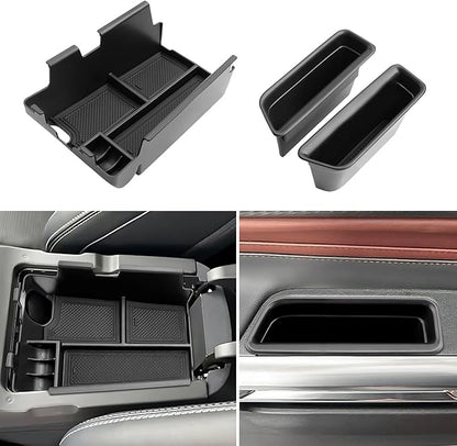 (3pcs) Coleya 2024 2025 2026 Mustang Accessories Center Console Organizer/Door Side Storage Box for Ford Mustang,Durable ABS Plastic&Anti-Slip Rubber 2025 Mustang GT Console Tray/Door Organizer Insert